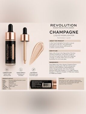 💫 Champagne Glow Liquid Highlighter – Makeup Revolution 💫
